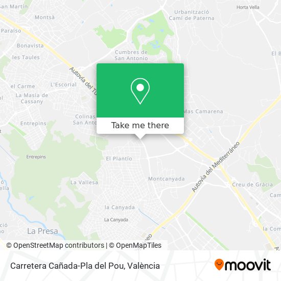 Carretera Cañada-Pla del Pou map