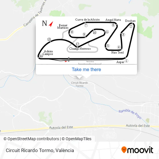 Circuit Ricardo Tormo map
