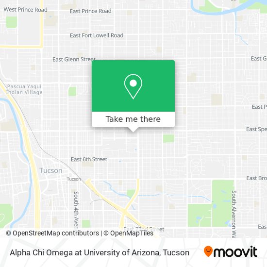 Mapa de Alpha Chi Omega at University of Arizona