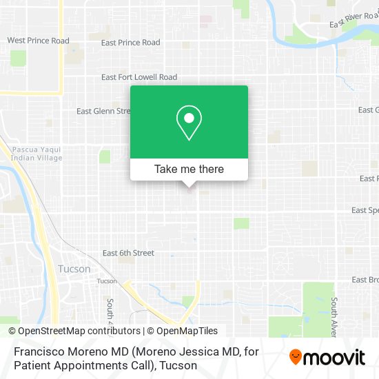 Francisco Moreno MD (Moreno Jessica MD, for Patient Appointments Call) map