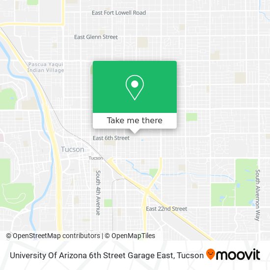 University Of Arizona 6th Street Garage East map