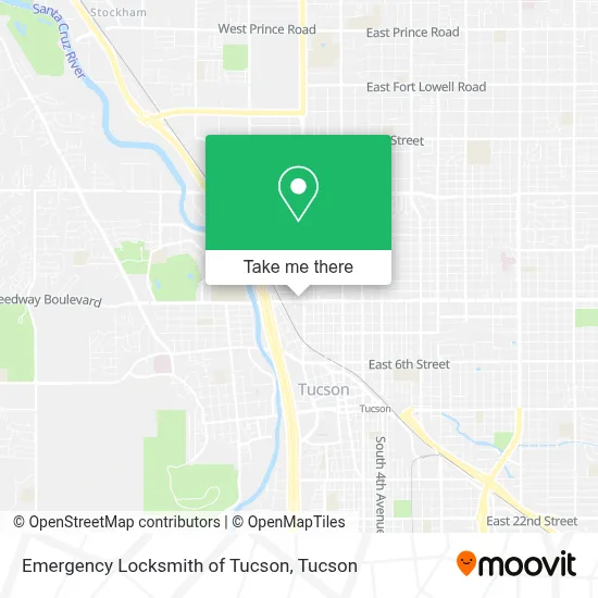 Emergency Locksmith of Tucson map