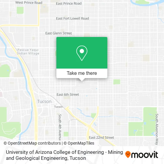 Mapa de University of Arizona College of Engineering - Mining and Geological Engineering