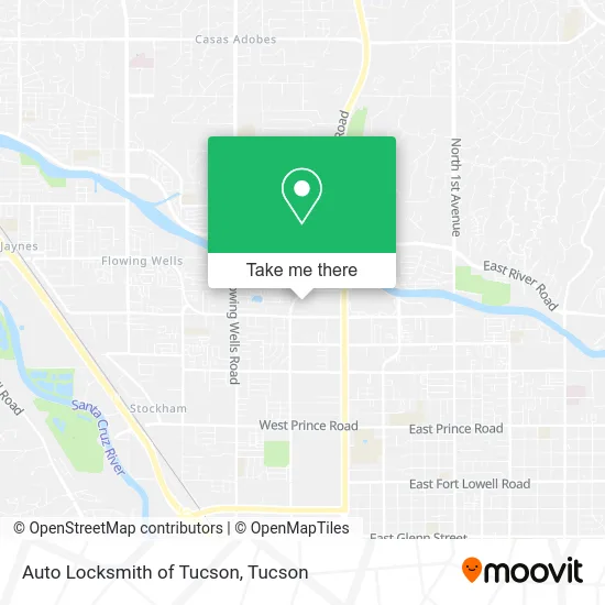 Auto Locksmith of Tucson map