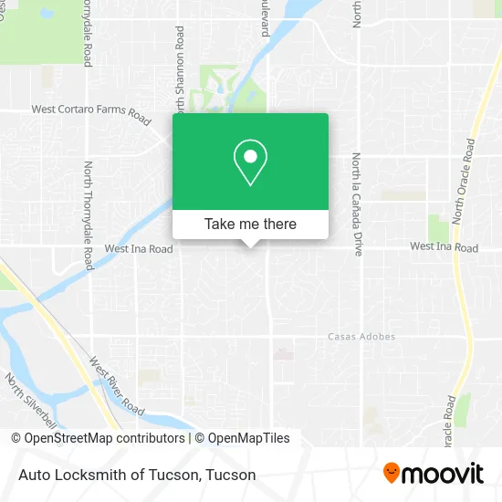 Auto Locksmith of Tucson map