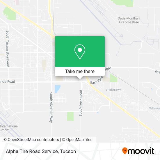 Alpha Tire Road Service map