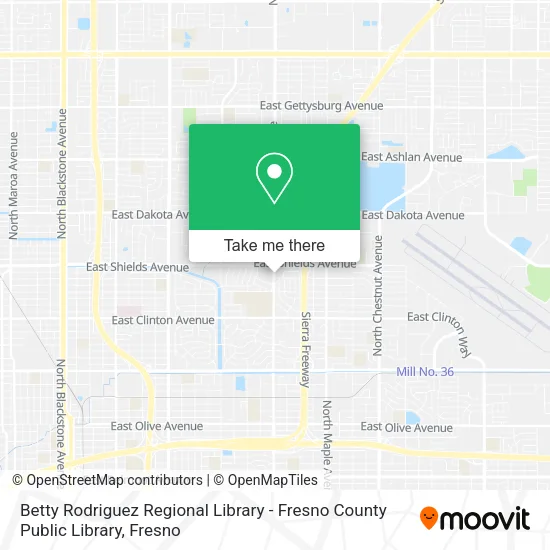 Mapa de Betty Rodriguez Regional Library - Fresno County Public Library