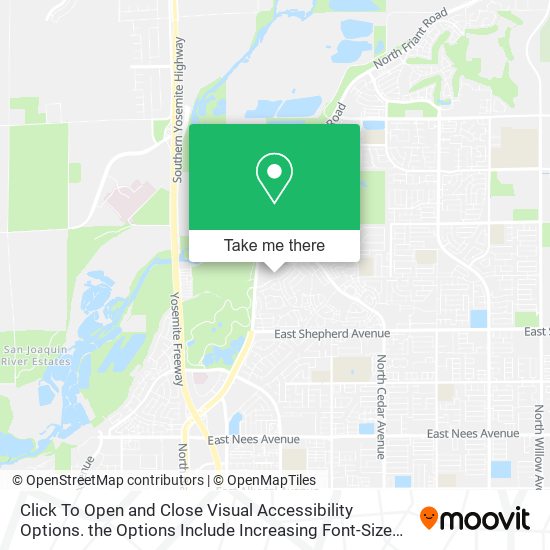 Click To Open and Close Visual Accessibility Options. the Options Include Increasing Font-Size and map