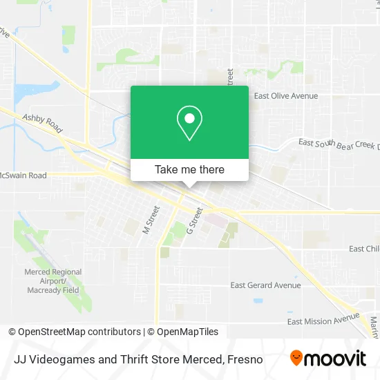 JJ Videogames and Thrift Store Merced map