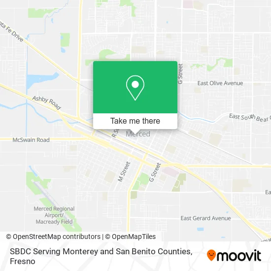 Mapa de SBDC Serving Monterey and San Benito Counties