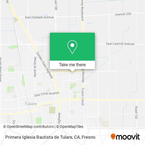 Mapa de Primera Iglesia Bautista de Tulare, CA