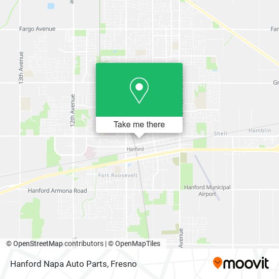 Hanford Napa Auto Parts map