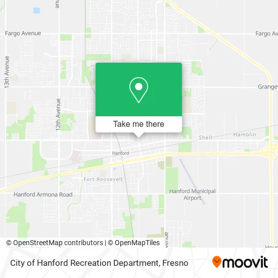 City of Hanford Recreation Department map