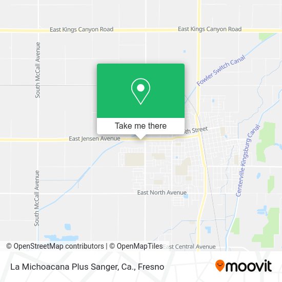 Mapa de La Michoacana Plus Sanger, Ca.