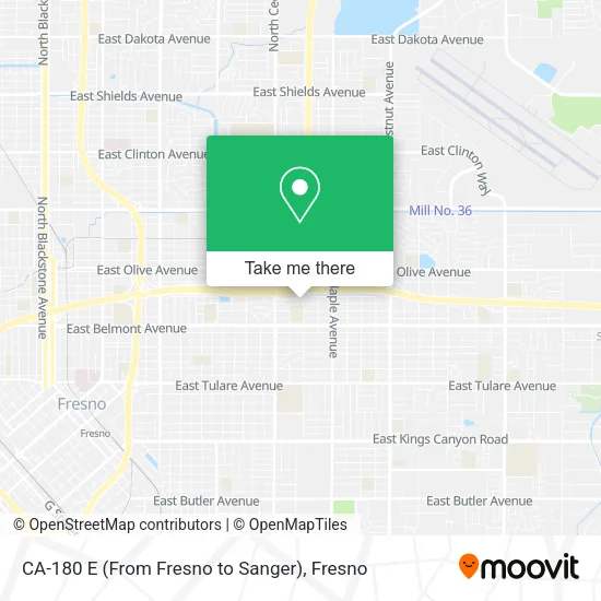 Mapa de CA-180 E (From Fresno to Sanger)