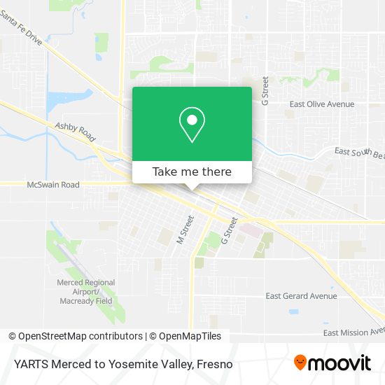YARTS Merced to Yosemite Valley map
