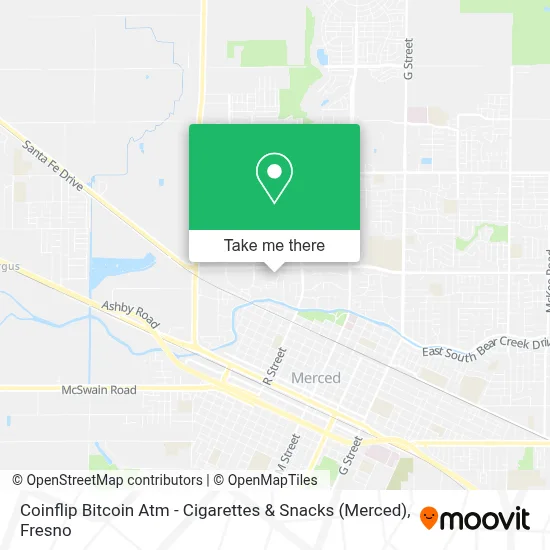 Coinflip Bitcoin Atm - Cigarettes & Snacks (Merced) map