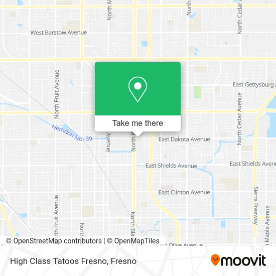 High Class Tatoos Fresno map
