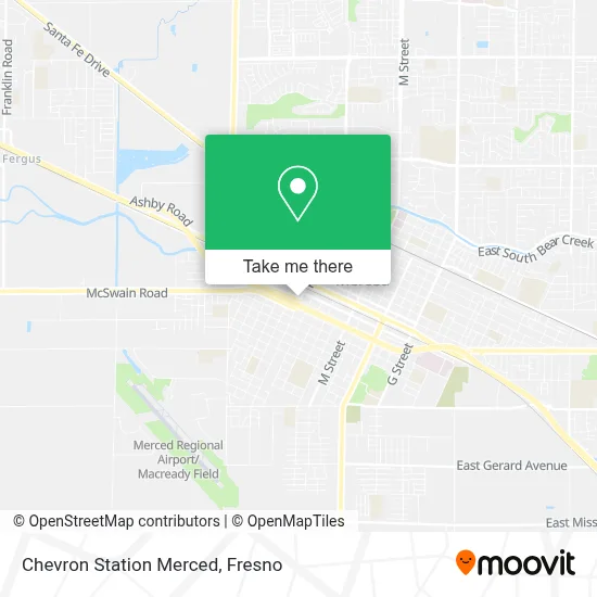 Chevron Station Merced map