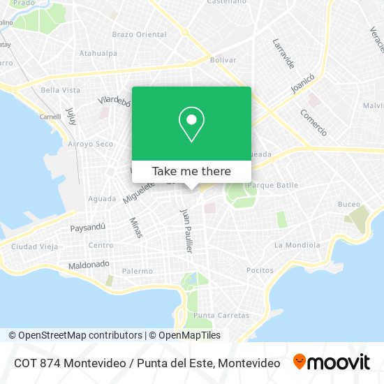 COT 874 Montevideo / Punta del Este map
