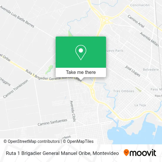 Ruta 1 Brigadier General Manuel Oribe map