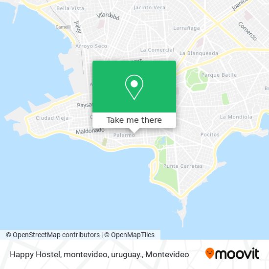 Happy Hostel, montevideo, uruguay. map