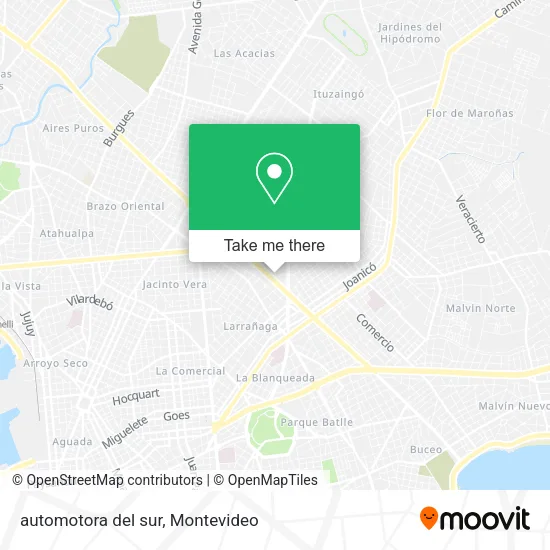 Mapa de automotora del sur