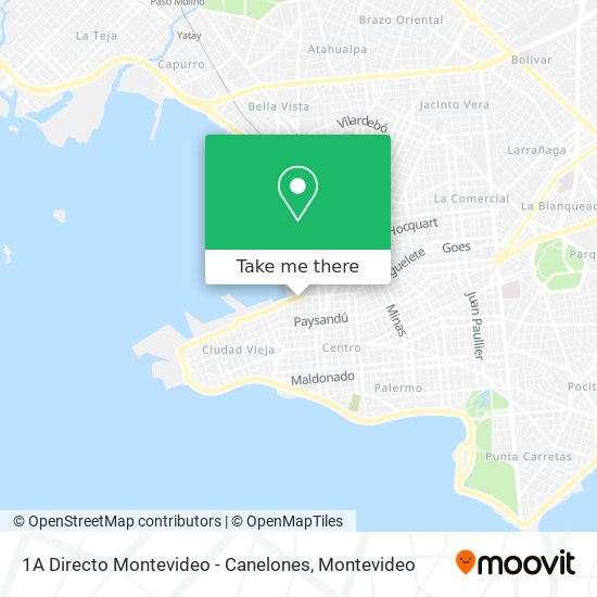 1A Directo Montevideo - Canelones map