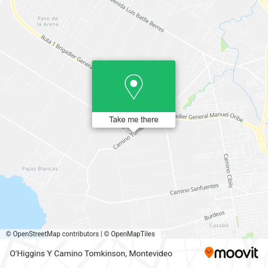 O'Higgins Y Camino Tomkinson map