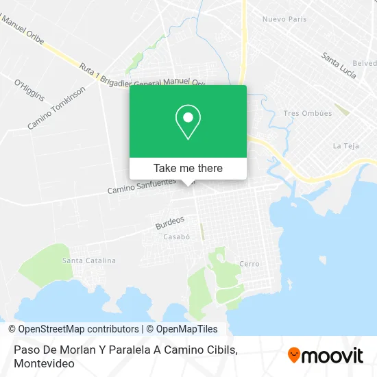 Paso De Morlan Y Paralela A Camino Cibils map