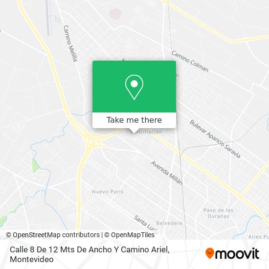 Calle 8 De 12 Mts De Ancho Y Camino Ariel map
