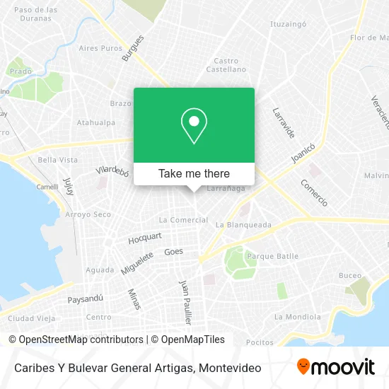 Mapa de Caribes Y Bulevar General Artigas