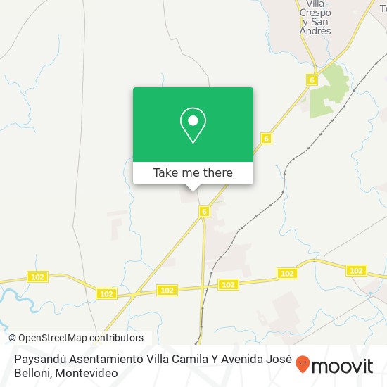 Mapa de Paysandú Asentamiento Villa Camila Y Avenida José Belloni