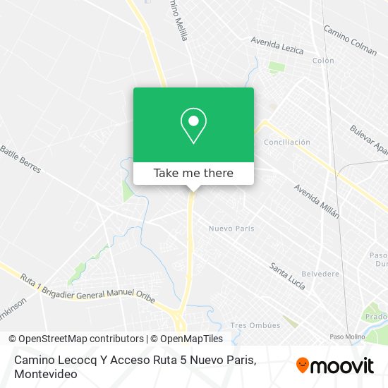 Camino Lecocq Y Acceso Ruta 5 Nuevo Paris map