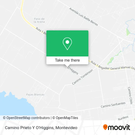 Camino Prieto Y O'Higgins map