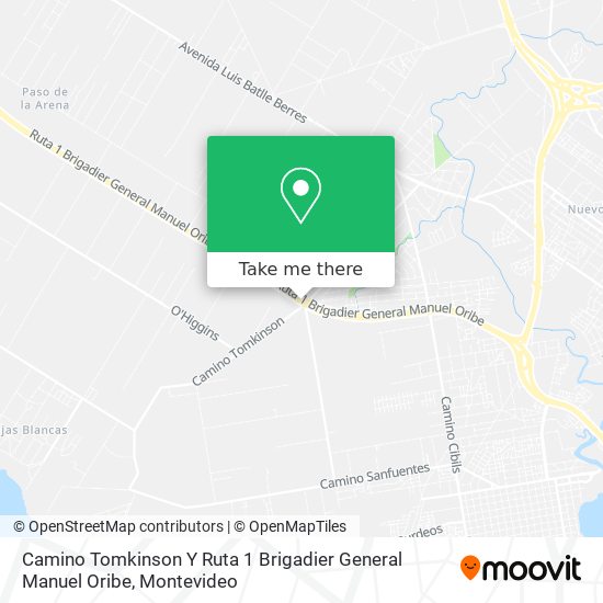 Camino Tomkinson Y Ruta 1 Brigadier General Manuel Oribe map