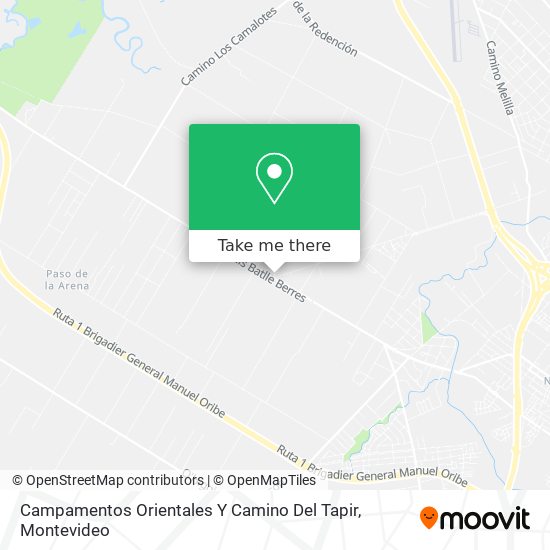 Campamentos Orientales Y Camino Del Tapir map
