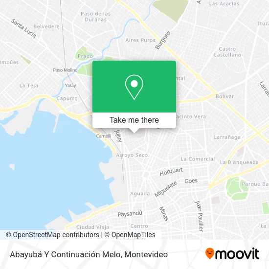 Mapa de Abayubá Y Continuación Melo