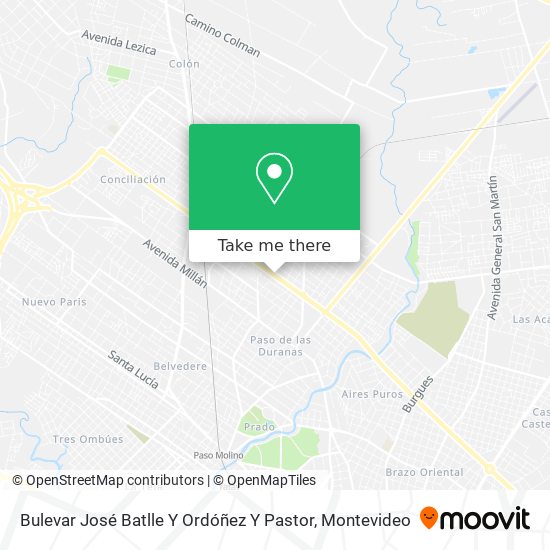Bulevar José Batlle Y Ordóñez Y Pastor map