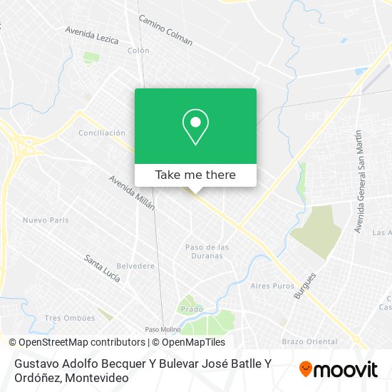 Mapa de Gustavo Adolfo Becquer Y Bulevar José Batlle Y Ordóñez