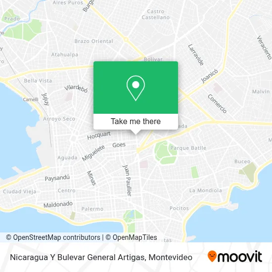 Mapa de Nicaragua Y Bulevar General Artigas