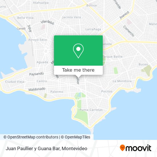 Juan Paullier y Guana Bar map