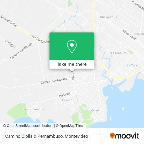 Camino Cibils & Pernambuco map
