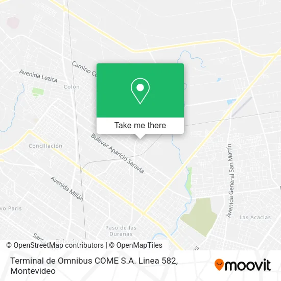 Mapa de Terminal de Omnibus COME S.A. Linea 582