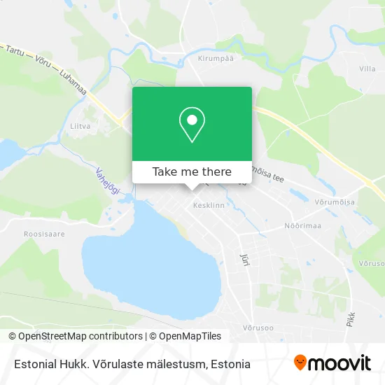 Карта Estonial Hukk. Võrulaste mälestusm