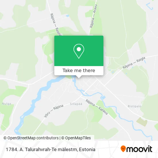 Карта 1784. A. Talurahvrah-Te mälestm