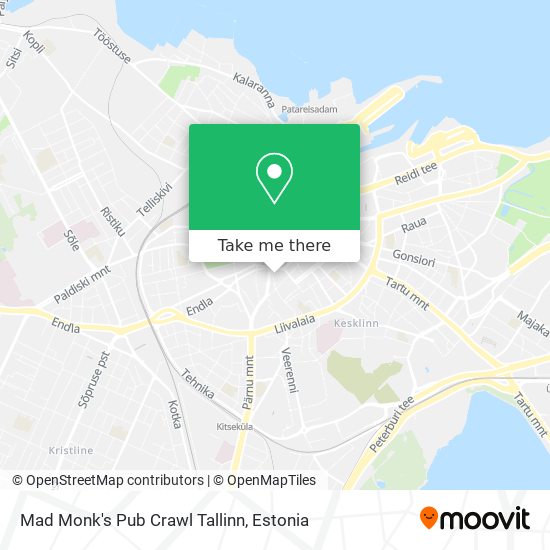 Mad Monk's Pub Crawl Tallinn map