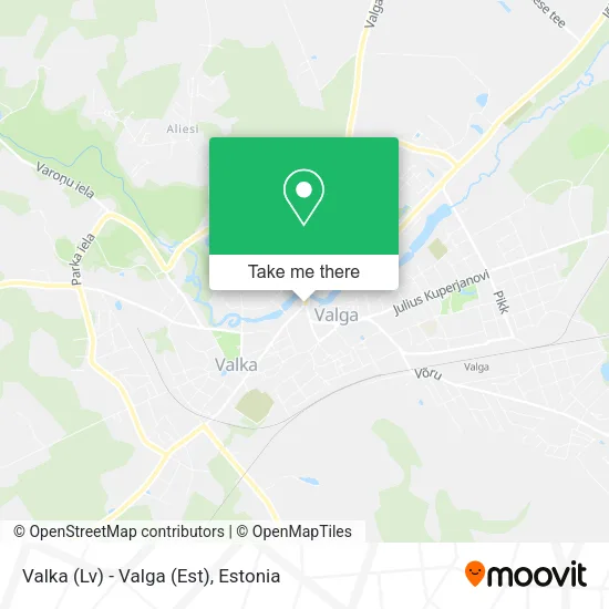 Valka (Lv) - Valga (Est) map