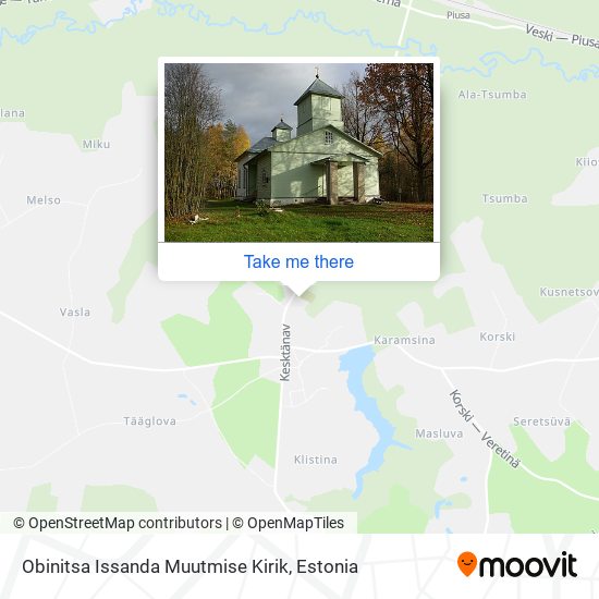 Карта Obinitsa Issanda Muutmise Kirik