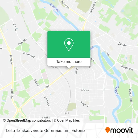 Карта Tartu Täiskasvanute Gümnaasium